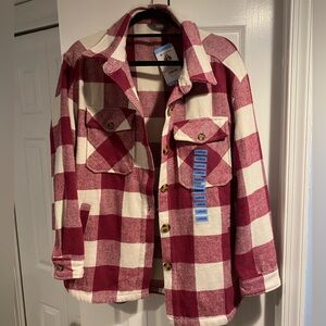 Tags on! Pink plaid shacket
